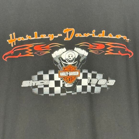 Harley Davidson Size Medium Checkered Flag T-Shirt Aruba _One Cool Bikers Island - Picture 2 of 6